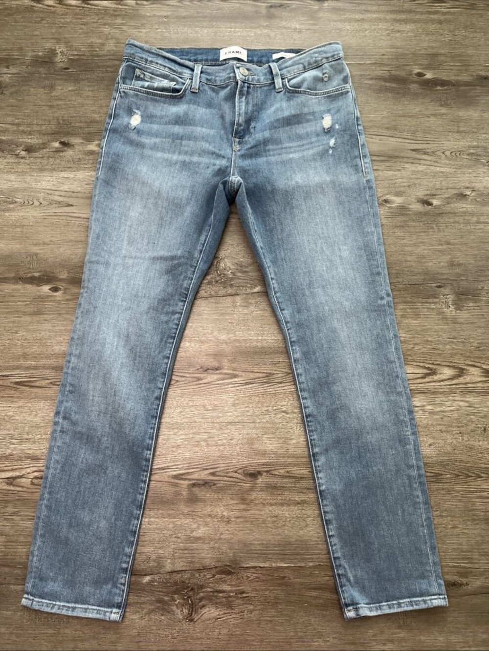 Frame Le Garcon Boyfriend Jeans Womens 29 Humphrey Rips Wash Ankle Length